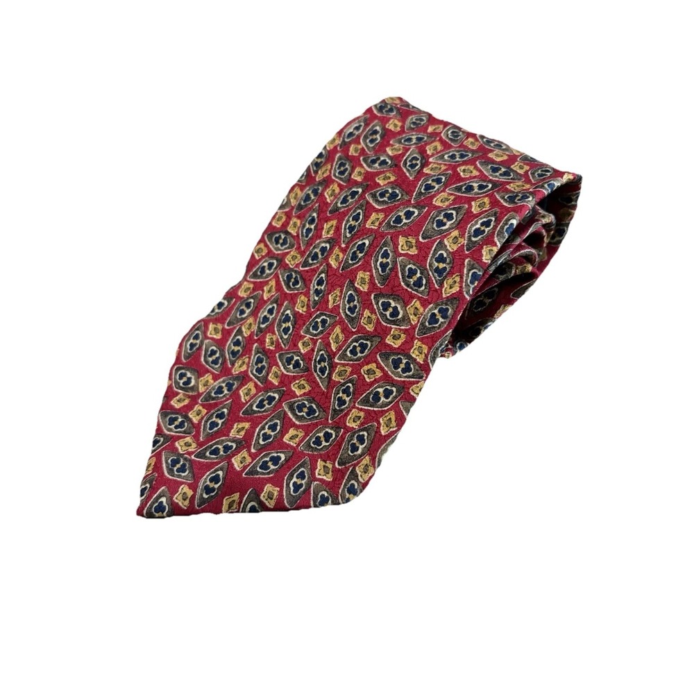 Christian Dior Monsieur Red Silk Geometric Medallion Tie Italy Luxury Designer